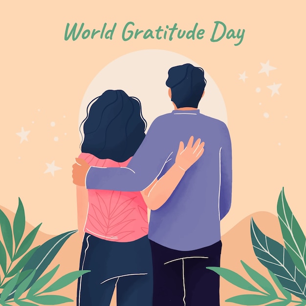 Watercolor illustration for world gratitude day celebration