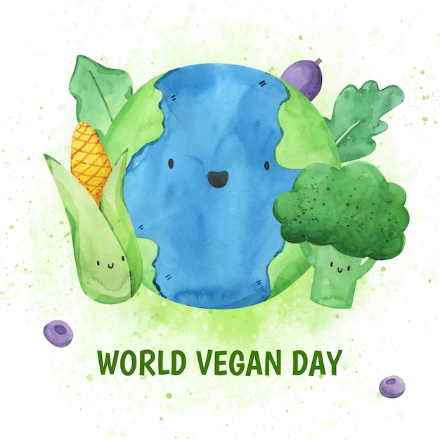 Free vector watercolor illustration for world vegan day celebration