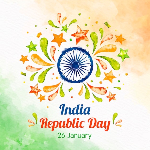 Watercolor indian republic day concept