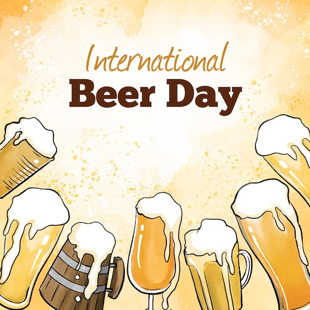 Free Vector watercolor international beer day