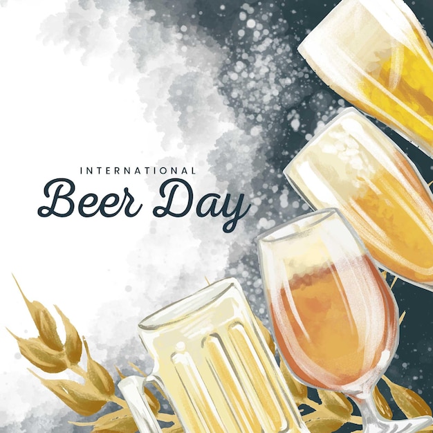 Free Vector watercolor international beer day