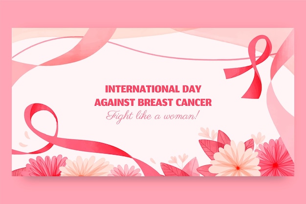 Watercolor international day against breast cancer social media post template