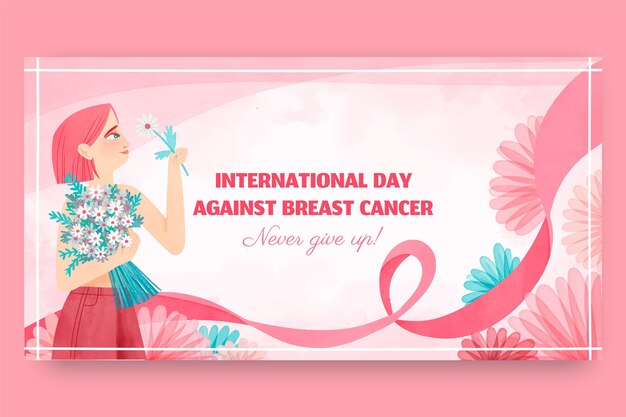 Watercolor international day against breast cancer social media post template