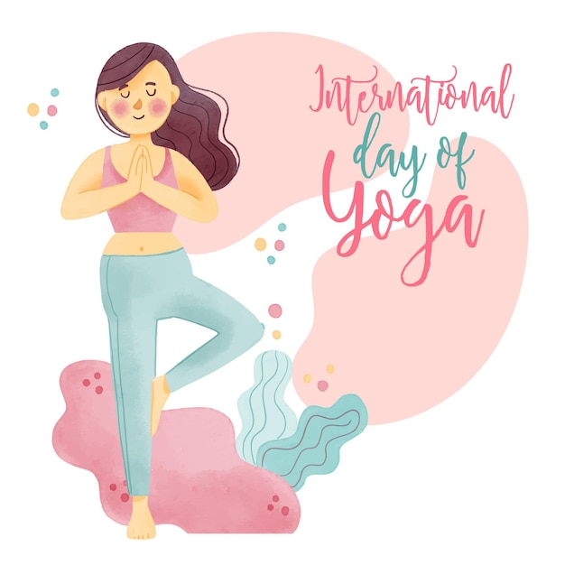 Watercolor international day of yoga