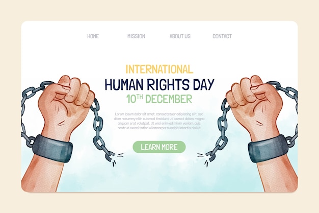 Watercolor international human rights day landing page template