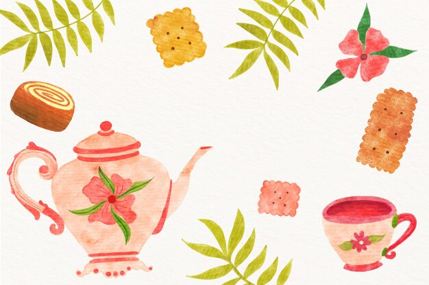 Watercolor international tea day background