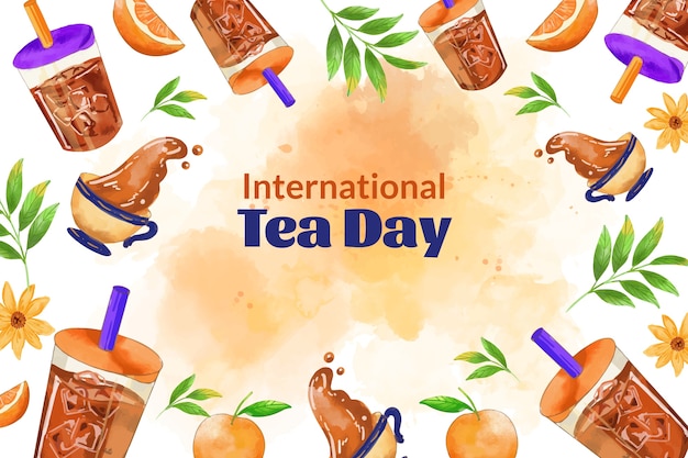 Watercolor international tea day background