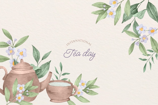 Free Vector watercolor international tea day background