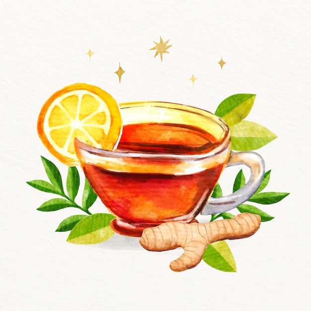 Free Vector watercolor international tea day illustration