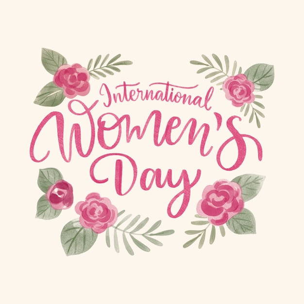 Watercolor international women's day lettering