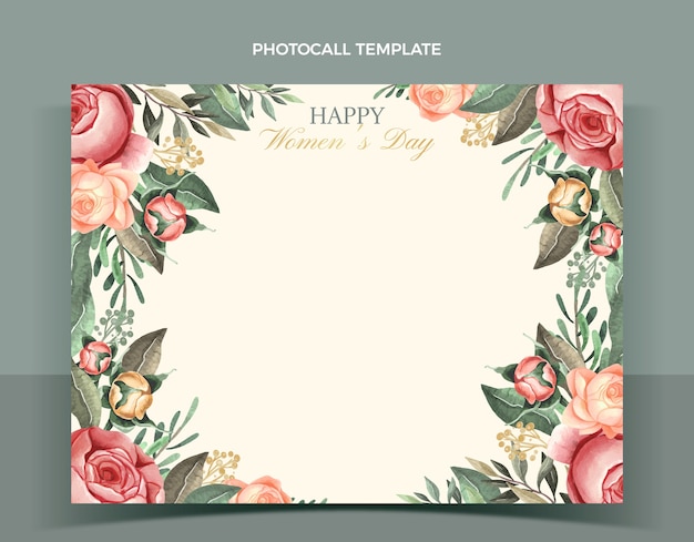 Watercolor international women's day photocall template