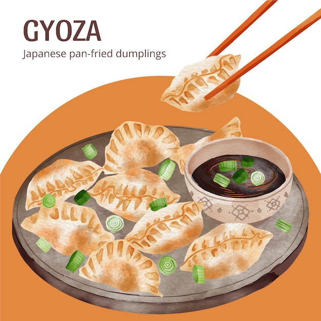 Watercolor japan food illustration