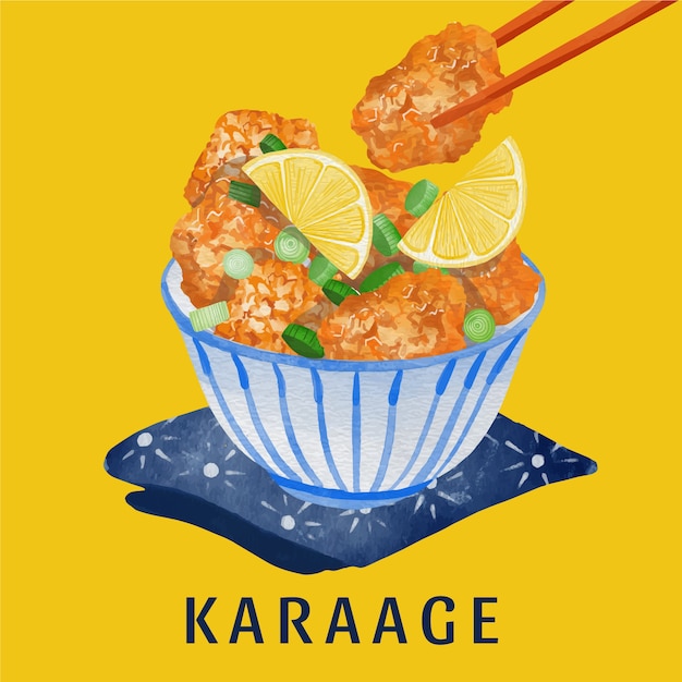 Watercolor japan food illustration