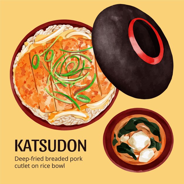 Watercolor japan food illustration