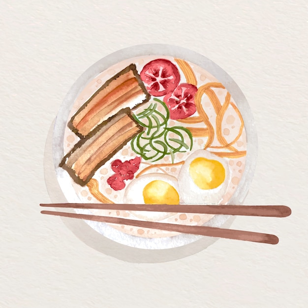 Free Vector watercolor japan food illustration