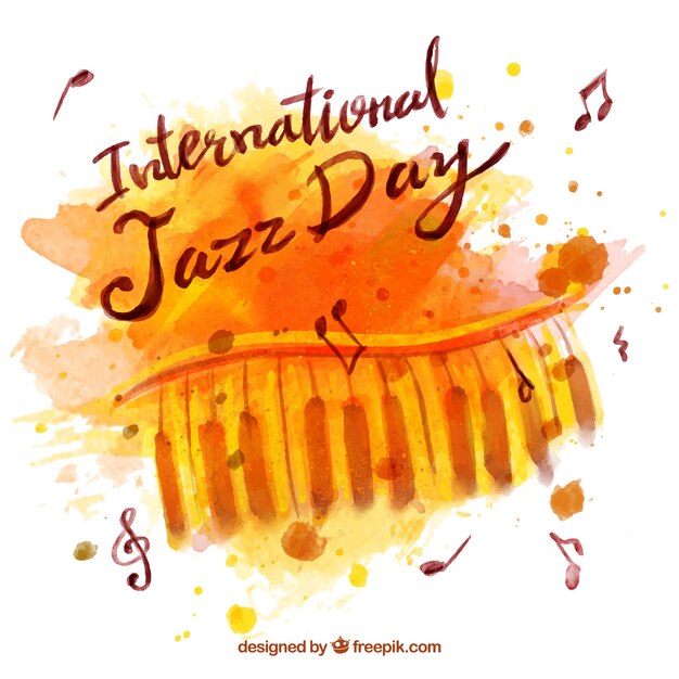 Free vector watercolor jazz background with piano