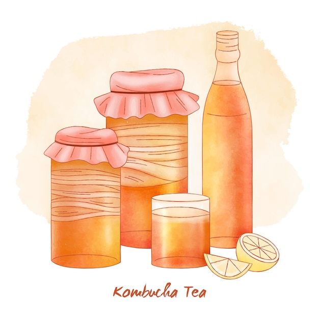 Free Vector watercolor kombucha tea concept