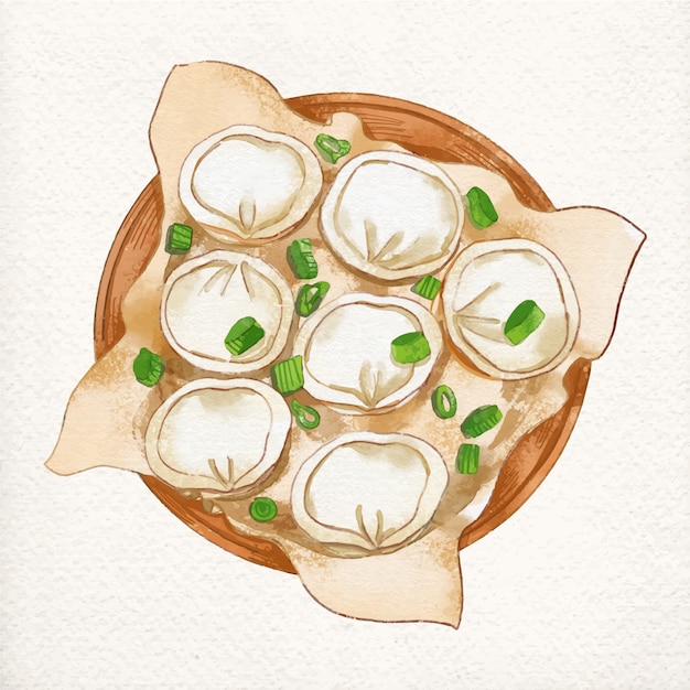 Free Vector watercolor korean food illustration