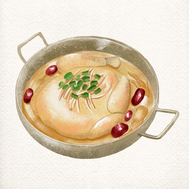 Free Vector watercolor korean food illustration