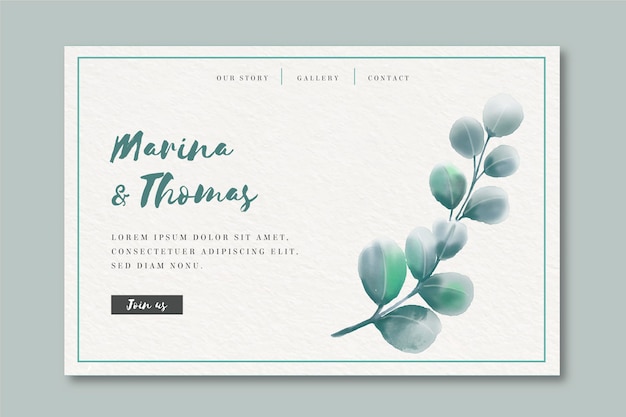 Free Vector watercolor landing page template for wedding