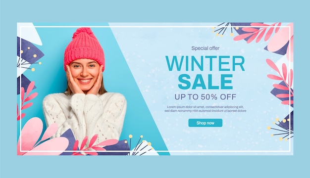 Watercolor landing page template for wintertime season