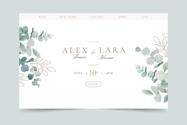 Free Vector watercolor landing page template with leafage