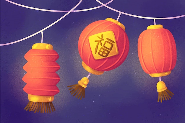 Free Vector watercolor lantern festival background