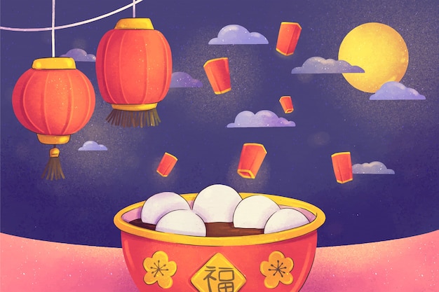 Free Vector watercolor lantern festival background