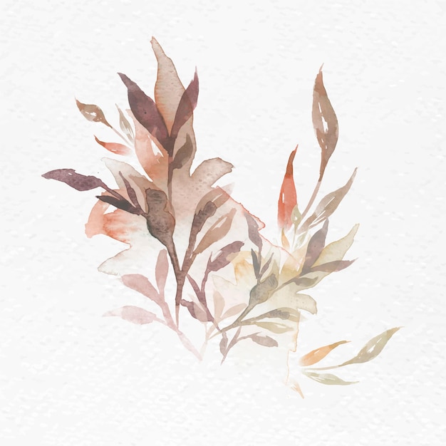 Free Vector watercolor leaf brown floral vector autumn seasonal graphic