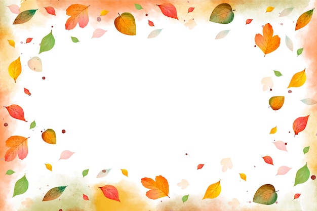 Watercolor leaves falling background