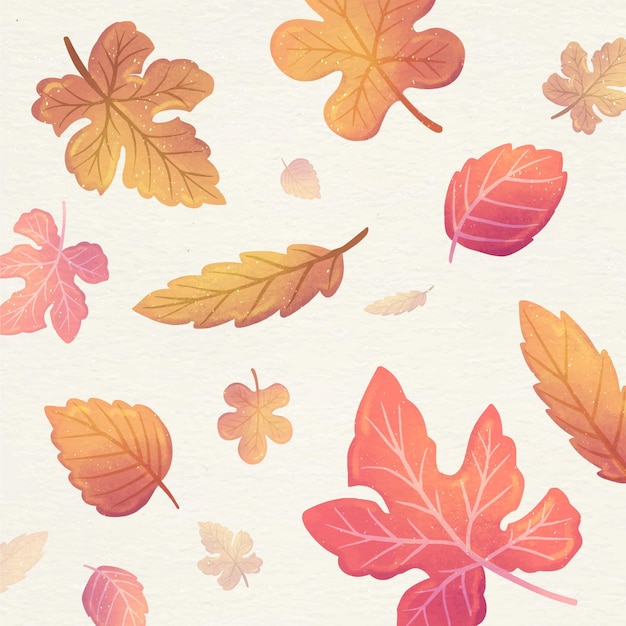 Watercolor leaves falling