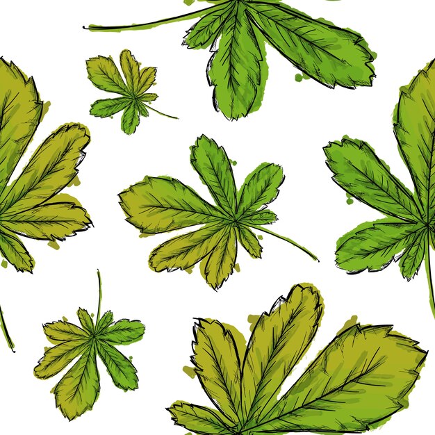 Watercolor leaves pattern background