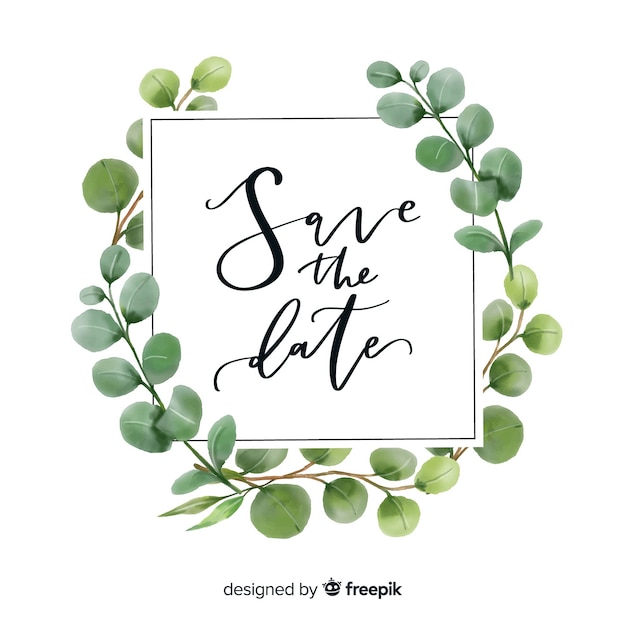 Watercolor leaves save the date