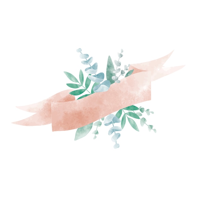 Free vector watercolor leaves with a banner vector