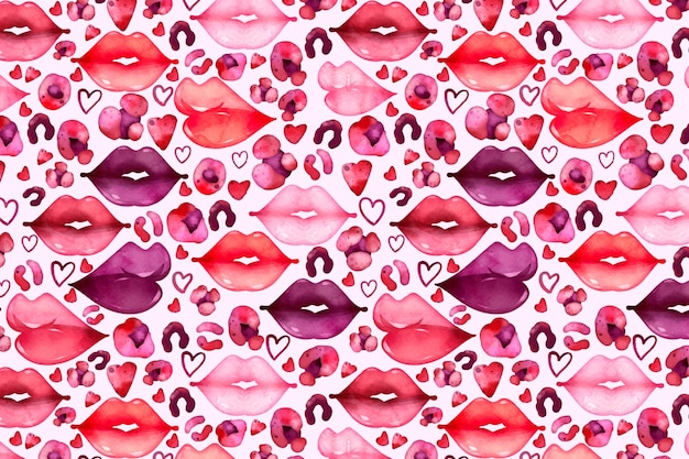 Free Vector watercolor lips pattern background