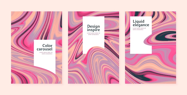 Watercolor liquid marble cover template set