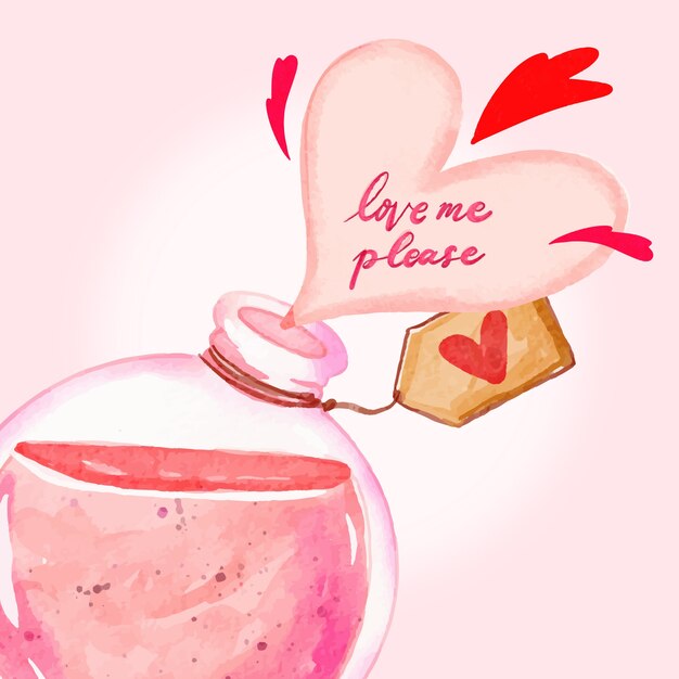 Free Vector watercolor love potion illustration