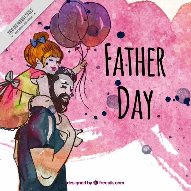 Free vector watercolor lovely scene of father with his daughter