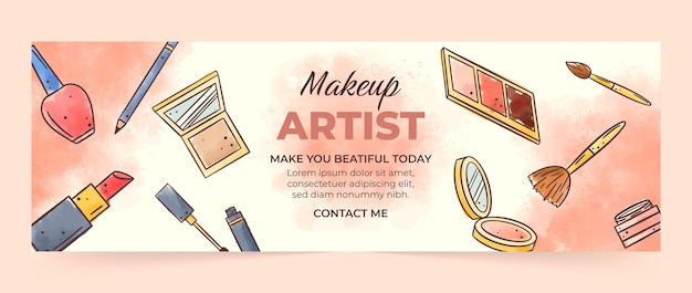 Watercolor makeup artist twitter header