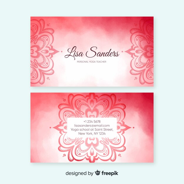 Watercolor mandala business card template