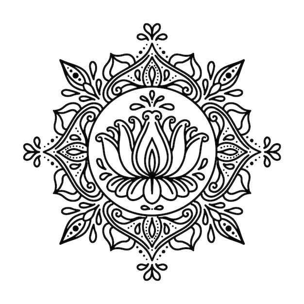 Free Vector watercolor mandala lotus flower drawing