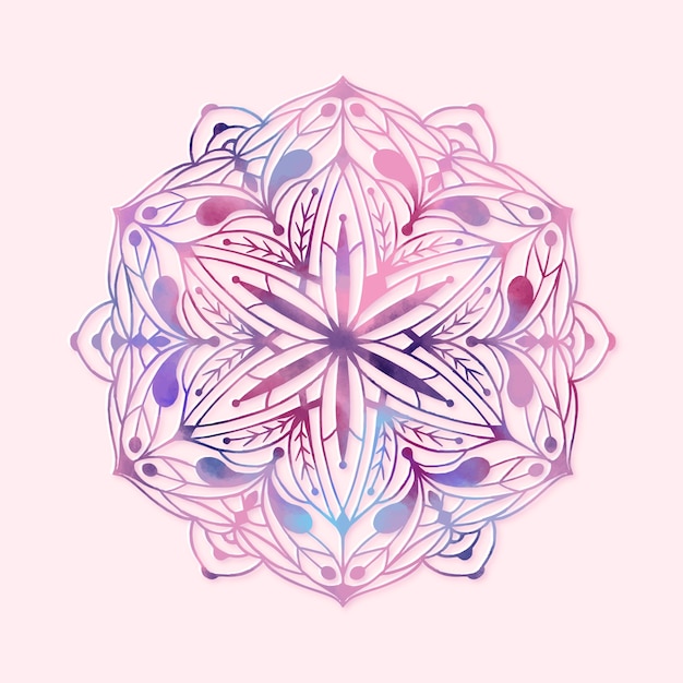 Watercolor mandala lotus flower drawing