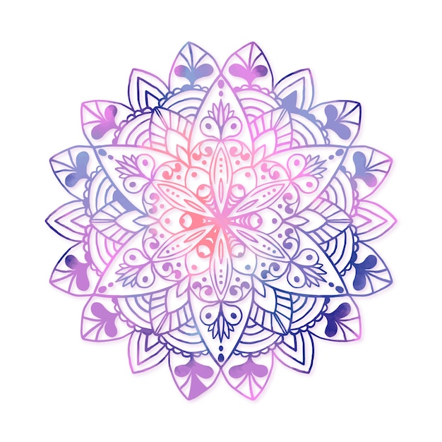 Watercolor mandala lotus flower drawing