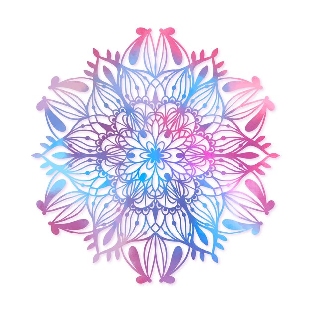 Watercolor mandala lotus flower drawing