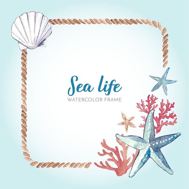 Free Vector watercolor marine frame