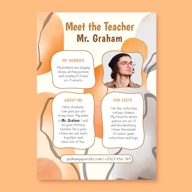 Watercolor meet the teacher template design