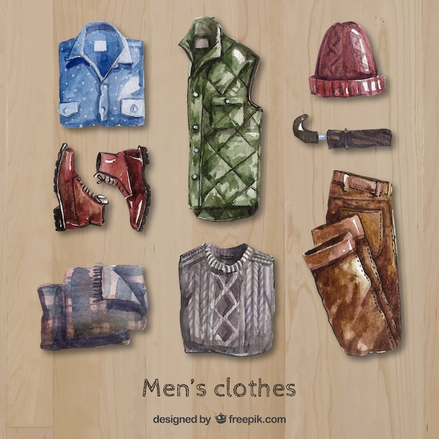 Free Vector watercolor men's clothes