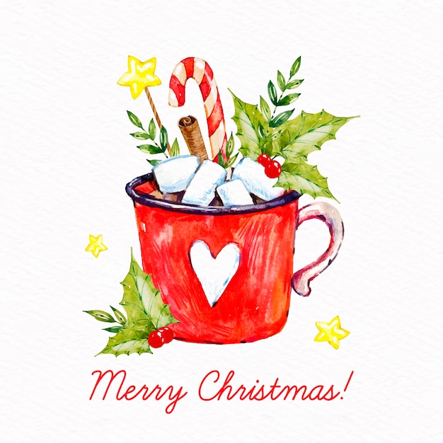 Watercolor merry christmas wallpaper