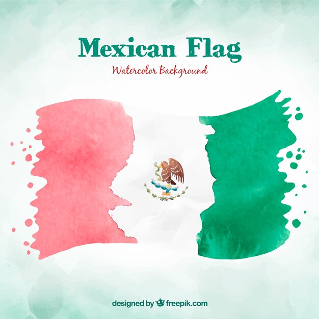 Watercolor mexican flag background