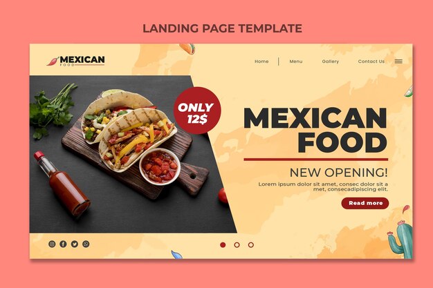 Watercolor mexican food landing page